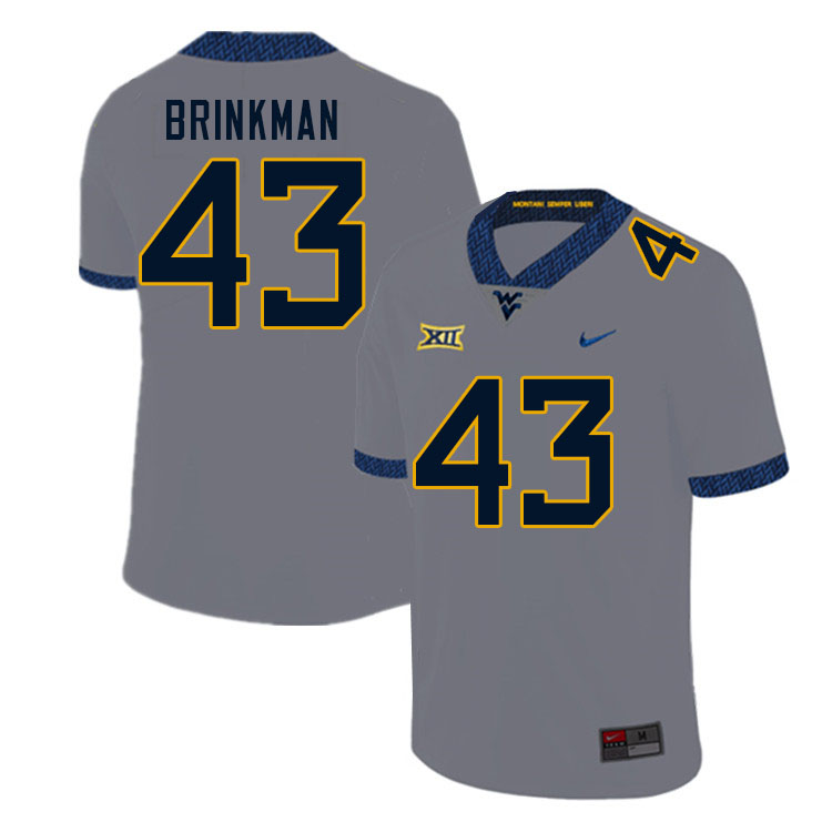 NCAA Men's Austin Brinkman West Virginia Mountaineers Gray #43 Nike Stitched Football College Authentic Jersey AR23J32XS